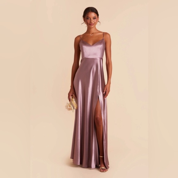 New NWT Birdy Grey “Jay” Satin Shiny Gown Maxi Dress Dark Mauve Sleeveless - Picture 9 of 9